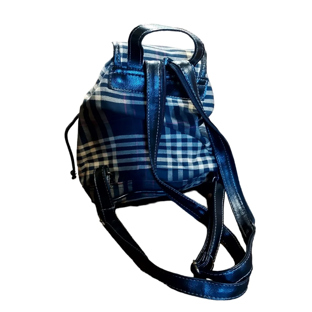 Vtg mini backpack Plaid 90s 100% Cotton clueless nostalgic dimensions 11